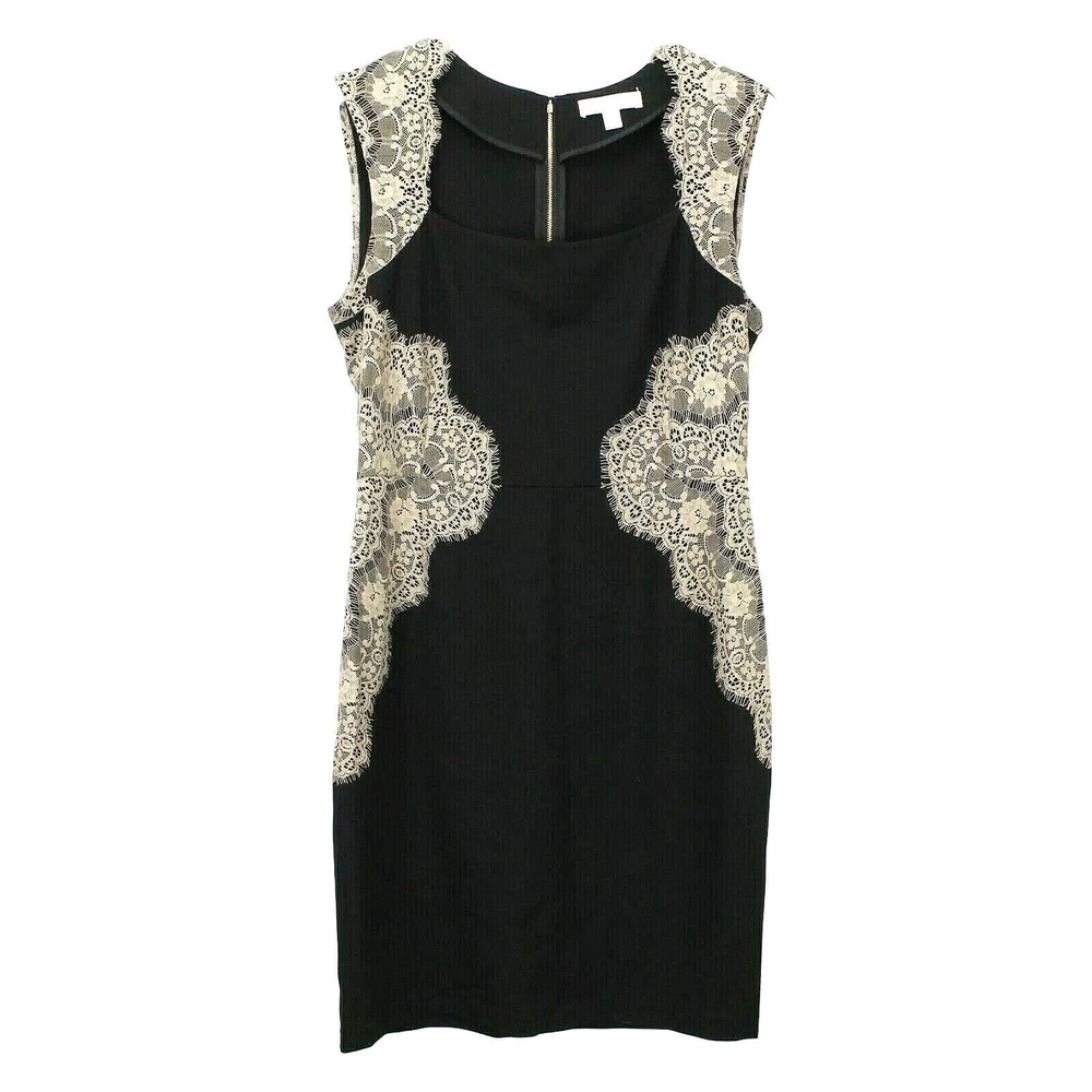 Erin Fetherston Black‎ Sleeveless Dress Sheath Beige Lace Classic Size 10